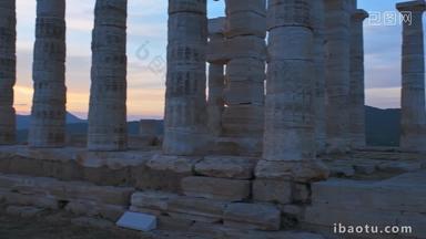 希腊寺庙日落古老的